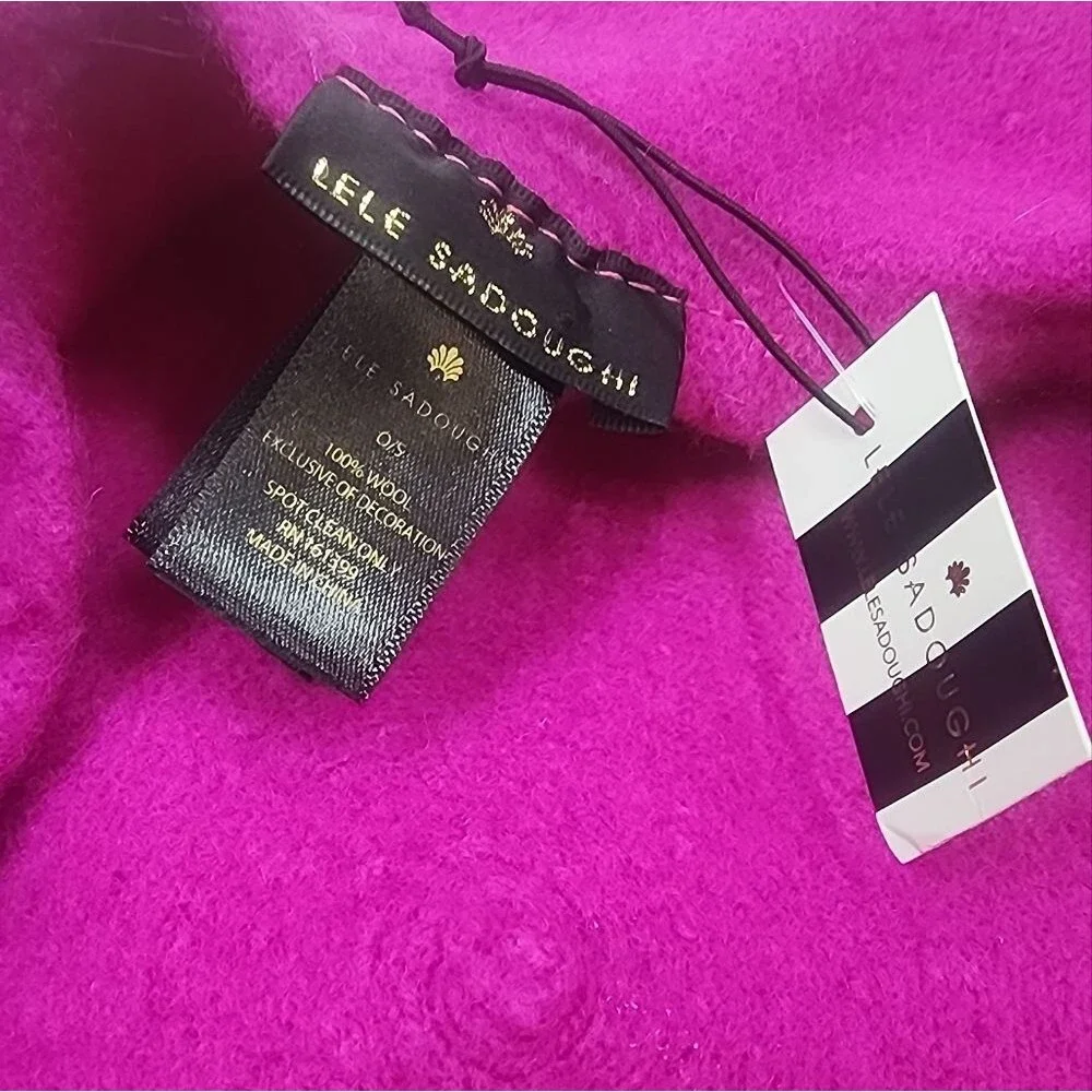 Lele Sadoughi Wool Felt Beret Dahlia Hot Pink Fuschia NWT